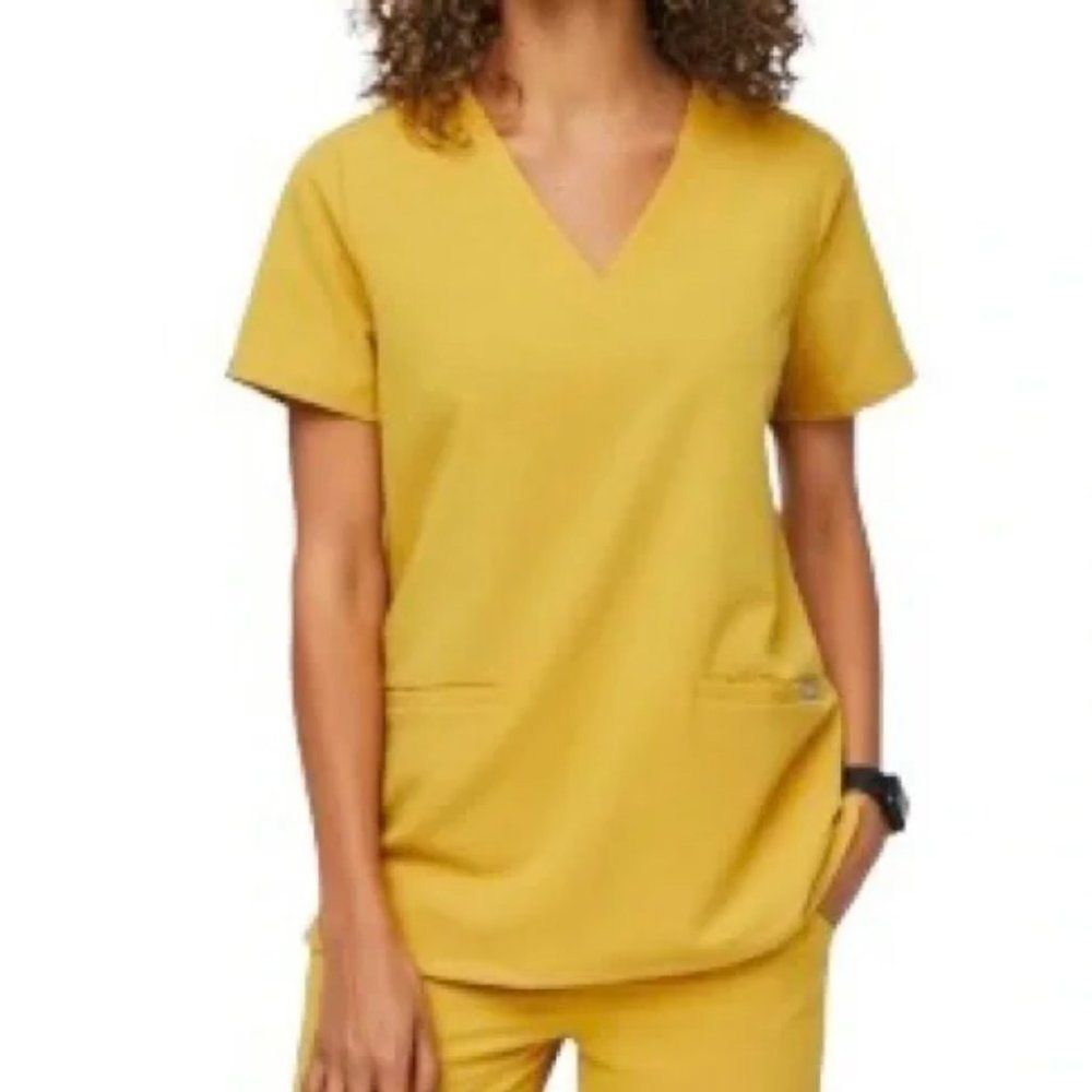 FIGS Casma Scrub Top Gold Yellow Small